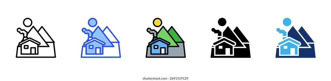 Colección de iconos de Mountain Resort con múltiples estilos