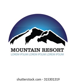 Mountain resort logo template. Recreation, comfort, recovery, sport