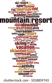 Mountain resort word cloud concept. Vector illustration