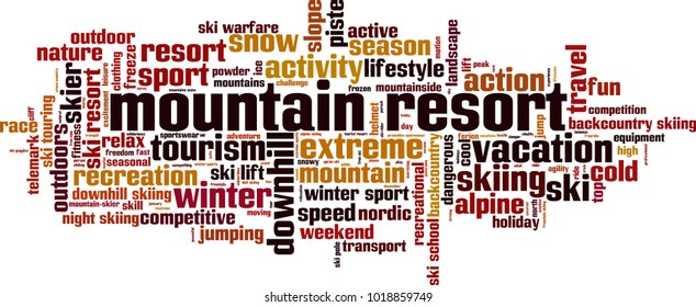 Mountain resort word cloud concept. Vector illustration