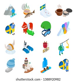 Mountain rest icons set. Isometric set of 16 mountain rest vector icons for web isolated on white background
