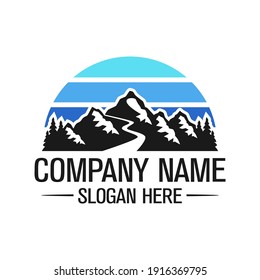 Mountain Retro Logo Design Template Inspiration, Vector Illustration, Mountain Vintage Logo.