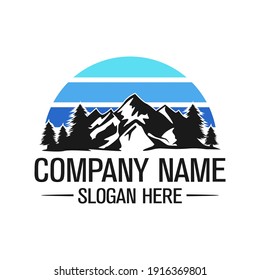 Mountain Retro Logo Design Template Inspiration, Vector Illustration, Mountain Vintage Logo.