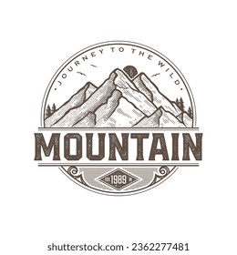 Mountain Retro Logo Design Template Inspiration, Vector Illustration, Mountain Vintage Logo.