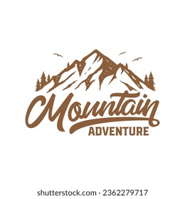Mountain Retro Logo Design Template Inspiration, Vector Illustration, Mountain Vintage Logo.