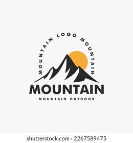 mountain and retro logo icon and vector