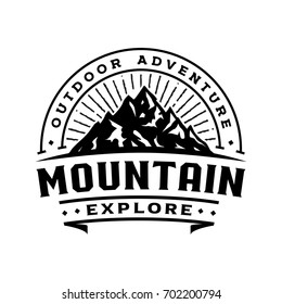 Mountain Retro Logo Template, Logo Badge 