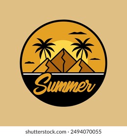 Mountain retro summer season with yellow background for your Tshirt design, community design