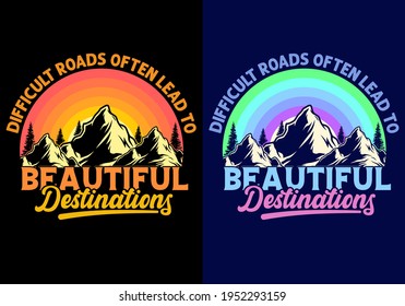 Mountain Retro Vintage Sunset, Mountain T-shirt Design