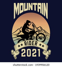 Mountain rider 2021 t shirt design, vintage, retro, element, mug bag design for print ready