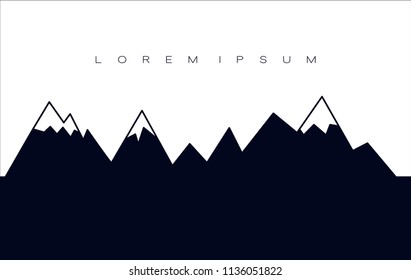 Mountain ridge in black and white. Vector illustration with space for text. Layout for web design, typography and print.