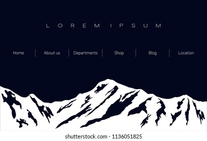 Mountain ridge in black and white. Vector illustration with space for text. Layout for web design, typography and print.