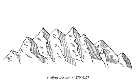 Mountain ridge hand drawn sketch vector illustration, for  landscape and scenery design