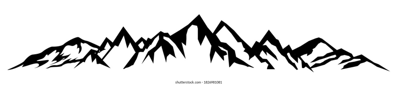 Mountain ridge with many peaks silhouette - stock vector