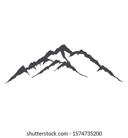 Mountain ridge or range hand drawn with contour lines on white background. Elegant vintage drawing of rocky cliff or mount. Monochrome Vector illustration