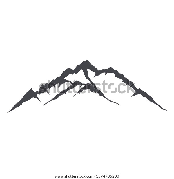 白い背景に山の尾根またはレンジ手描きの輪郭線 岩石の崖や山の優美なビンテージ画 白黒のベクター画像イラスト のベクター画像素材 ロイヤリティフリー