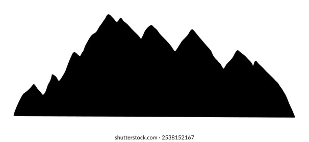 Cresta de la montaña, pico nevado, línea de naturaleza salvaje. Paisaje dibujado a mano, contorno de la línea del mapa. Diseño de paisaje de las montañas rocosas, icono.