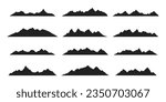 Mountain ridges peak silhouettes flat style design vector illustration set isolated on white background. Rocky mountains peaks with various ranges outdoor nature landscape background design elements.