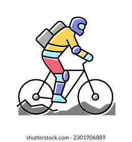 mountain riding bike color icon vector. mountain riding bike sign. isolated symbol illustration