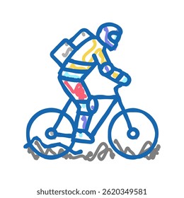 mountain riding bike doodle icon sketch vector. mountain riding bike sign. isolated symbol illustration