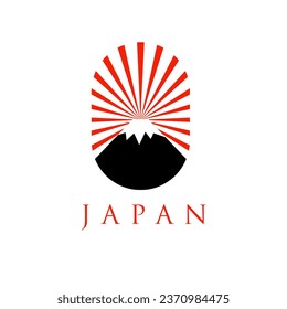 mountain with rising sun japanese logo vector illustration. mount fuji logo vector isolated. Illustration of Mount Fuji, Japan. Best mount fuji logo in elegant style. Mountain fujiyama .