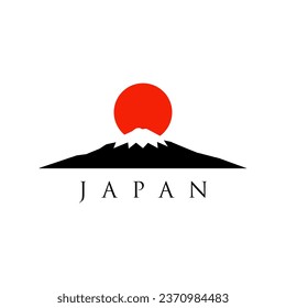 mountain with rising sun japanese logo vector illustration. mount fuji logo vector isolated. Illustration of Mount Fuji, Japan. Best mount fuji logo in elegant style. Mountain fujiyama .