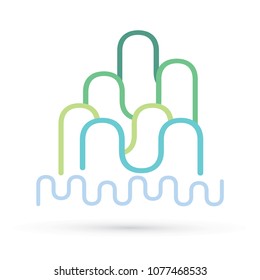 Mountain and river abstract graphic vector