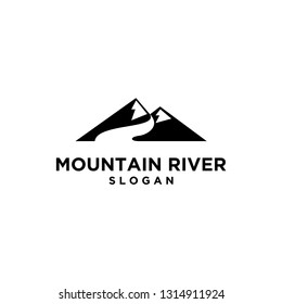 mountain river black logo icon designs vector