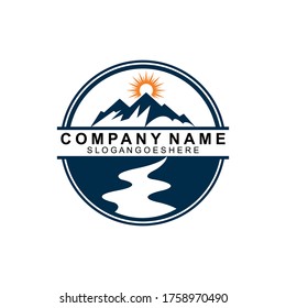 Mountain and River Combination Logo Template Vector Icon. Business Logo Template Design, Emblem, Design concept, Creative Symbol, Icon