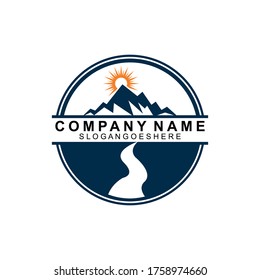 Mountain and River Combination Logo Template Vector Icon. Business Logo Template Design, Emblem, Design concept, Creative Symbol, Icon