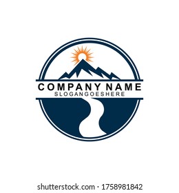 Mountain and River Combination Logo Template Vector Icon. Business Logo Template Design, Emblem, Design concept, Creative Symbol, Icon
