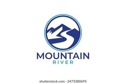 Mountain with river emblem logo design template
