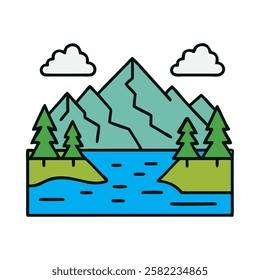 A mountain river flowing through a valley representing serene and scenic landscapes