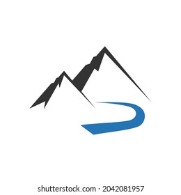 Mountain river icon design template illustration isolated