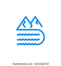 Icono de montaña y río Icono Ilustración vectorial