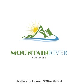 Mountain River Icon Logo Design Template