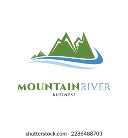 Mountain River Icon Logo Design Template