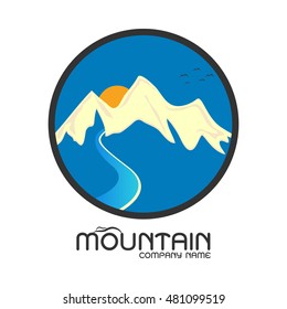 mountain river icon logo design vector