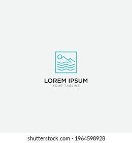 Logo-Linie für Berg- und Flusslandschaften