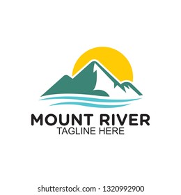Mountain and river logo, clip art vector