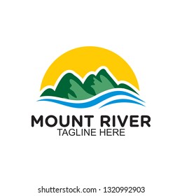 Mountain and river logo, clip art vector