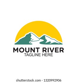 Mountain and river logo, clip art vector
