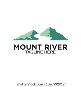 Mountain and river logo, clip art vector