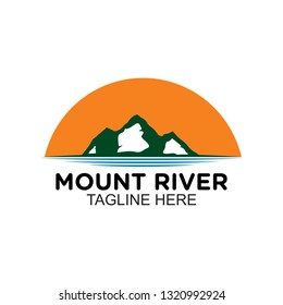 Mountain and river logo, clip art vector