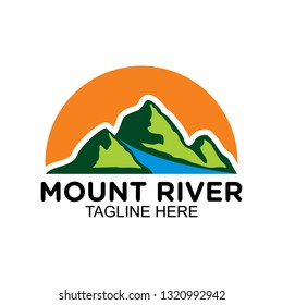 Mountain and river logo, clip art vector