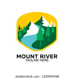 Mountain and river logo, clip art vector