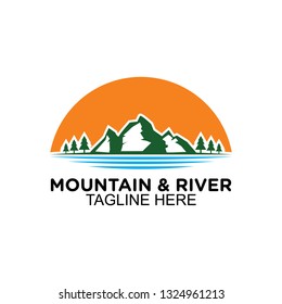 Mountain and river logo, clip art vector
