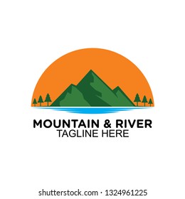 Mountain and river logo, clip art vector