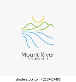 Mountain river logo design in line style