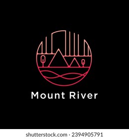 Mountain river logo design in line style